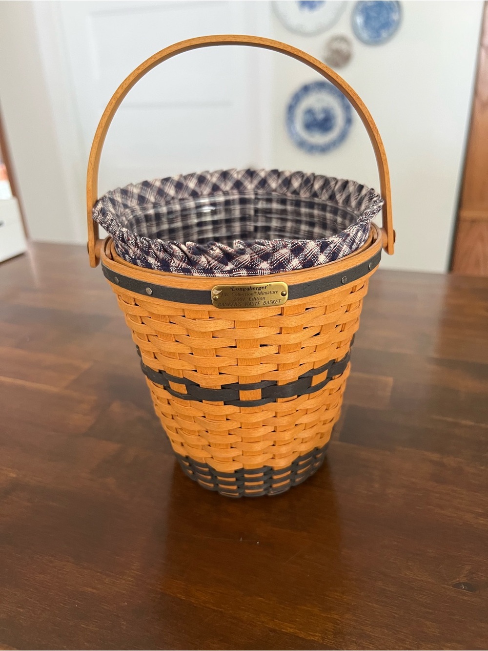 Longaberger JW Collection Miniature Bankers Waste Basket, 2001